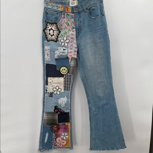 BDG Colorful Patchwork Flare Jeans Size 26